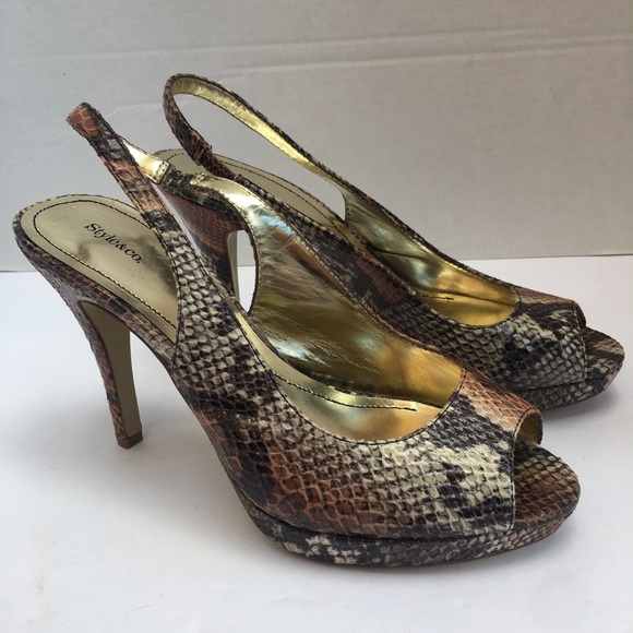 Style & Co. Shoes - Style & Co Faux Snakeskin Peep Toe Heels FAITH 9.5